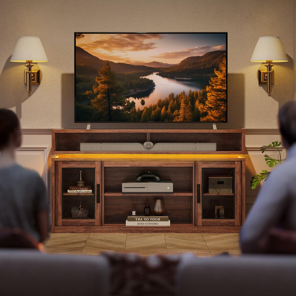 Brown TV Stand with LED S202