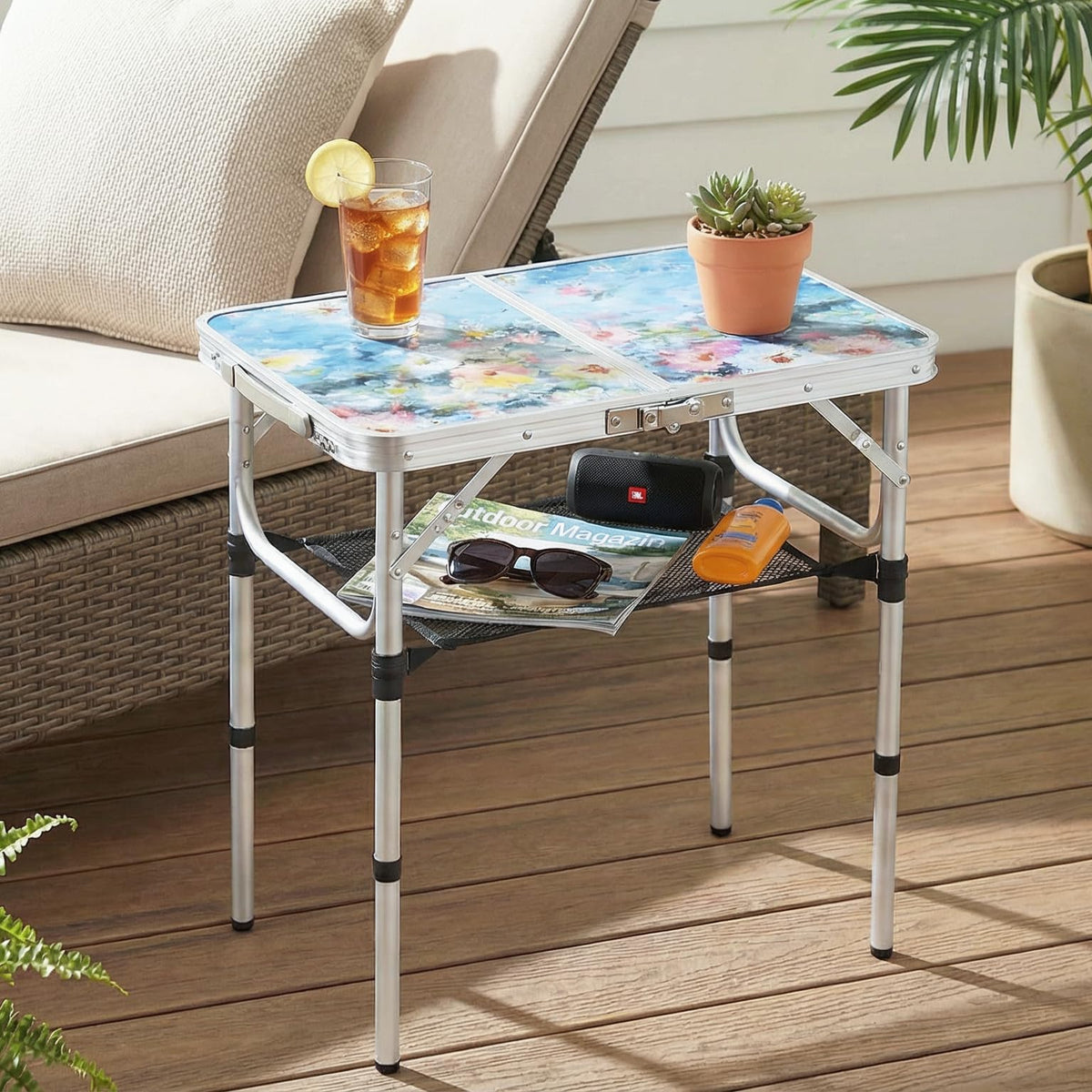 Portable 3 Adjustable Height Folding Outdoor Side Table X985