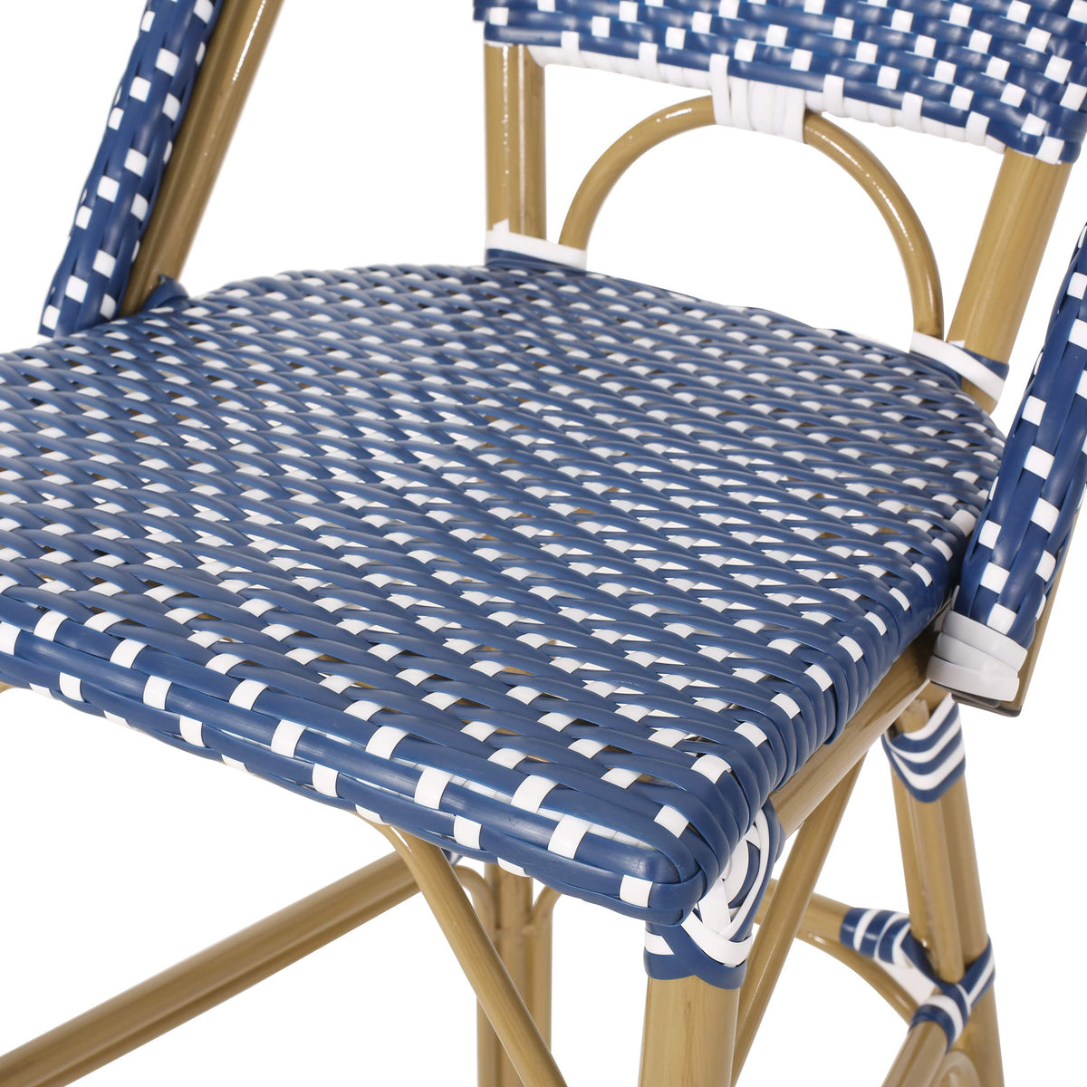 29.5" Bar Height Outdoor Stools Set of 2 Wicker Rattan Aluminum Teal Blue White I619077