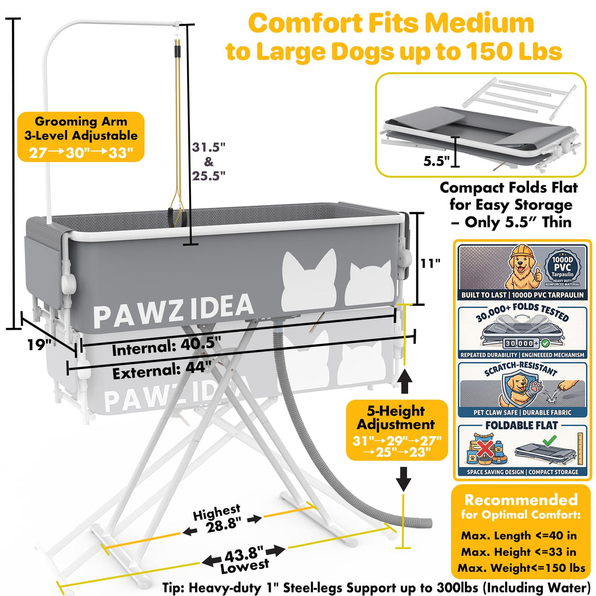 2-in-1 Dog Bathtub & Grooming Table F472010