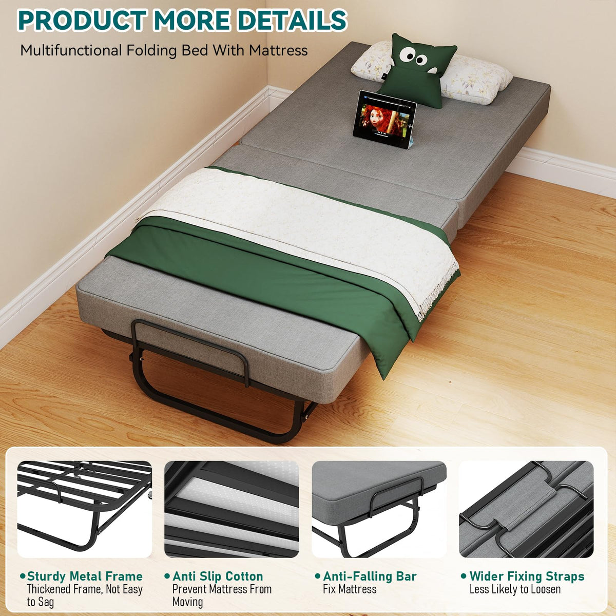 Folding Bed on Wheels 75" x 31" N979898