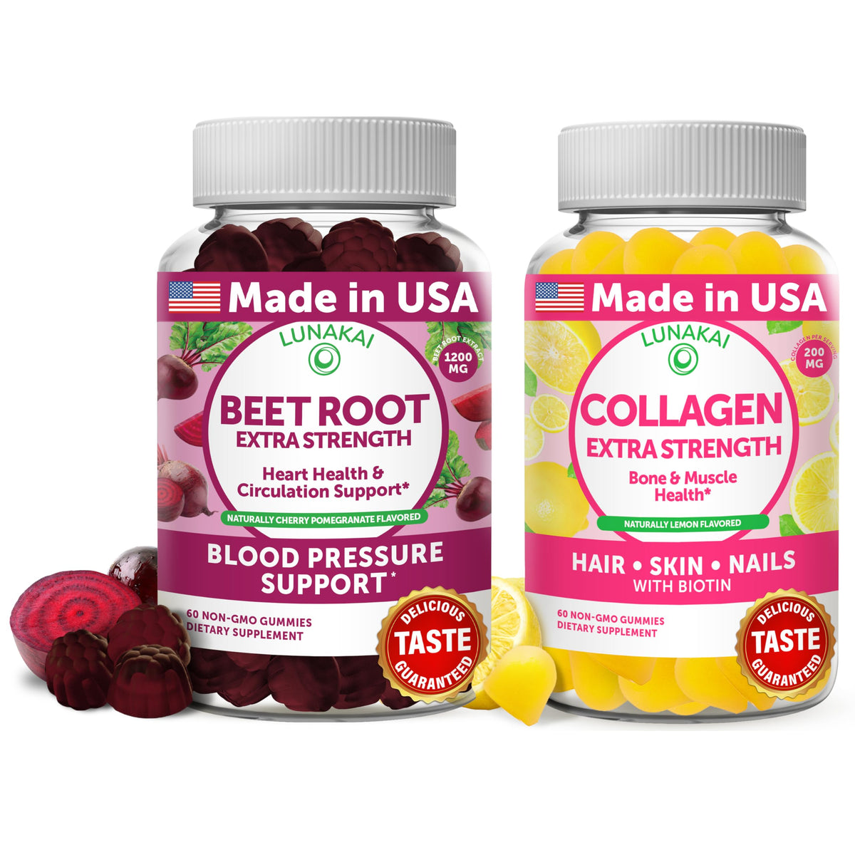 Beet Root Collagen Gummies 200mg with Biotin, Zinc, Vitamin C and E S16121