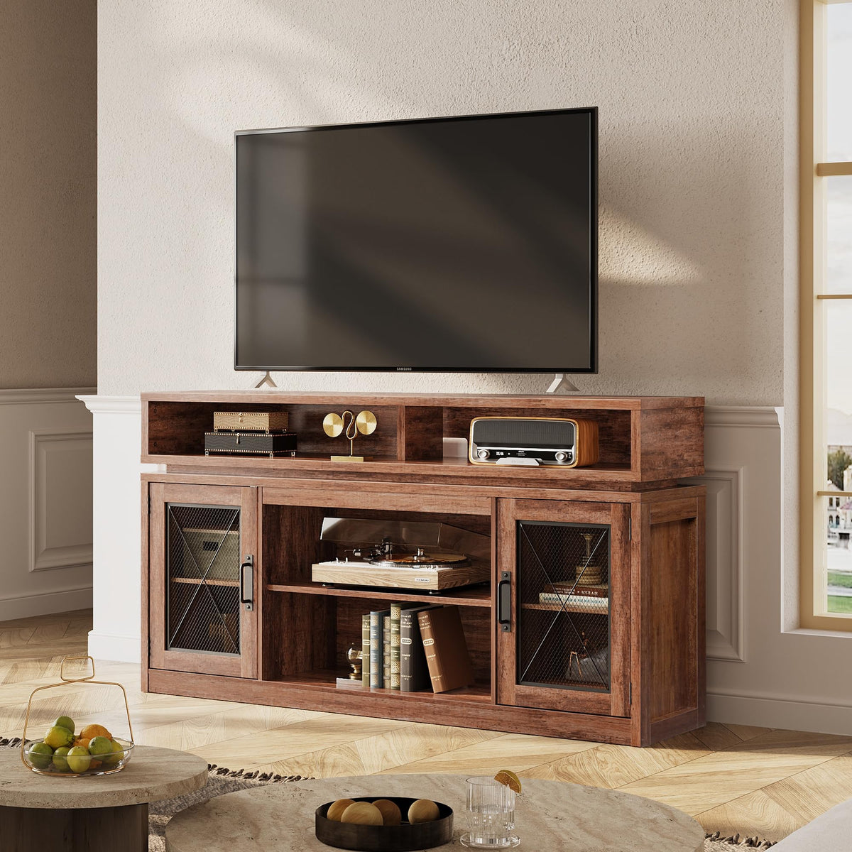 Brown TV Stand with LED S202