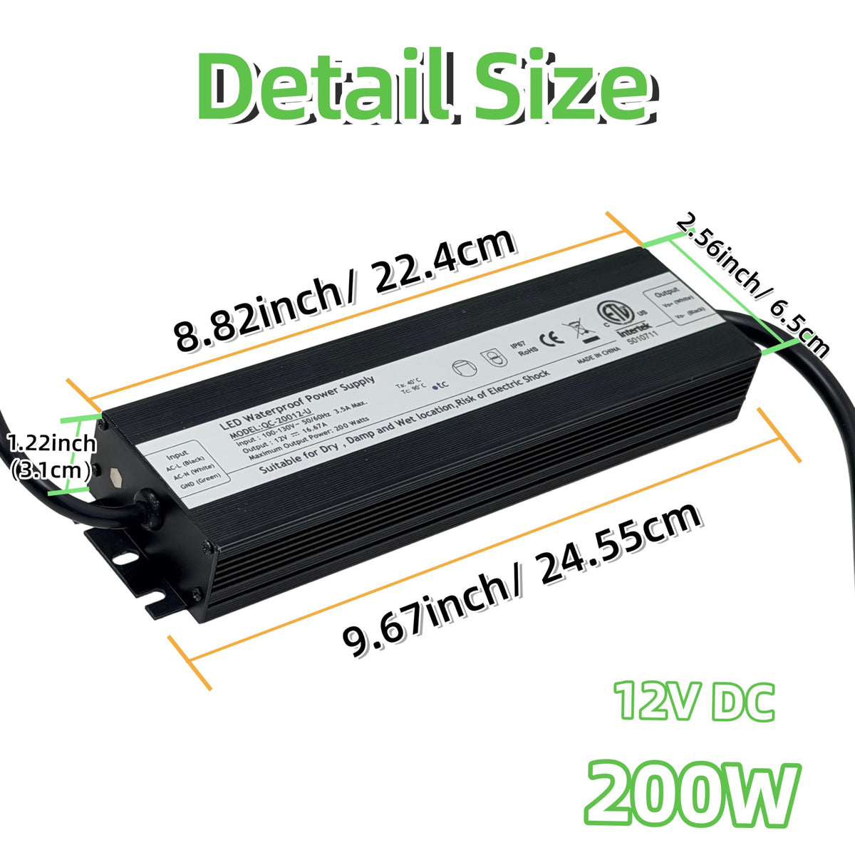 200W 12V DC Waterproof IP67 LED Driver Transformer N171