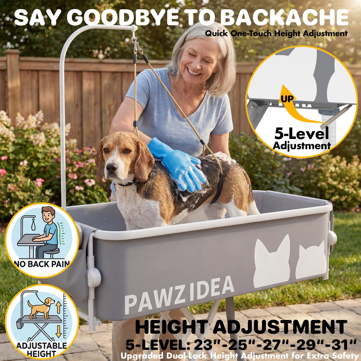2-in-1 Dog Bathtub & Grooming Table F472010