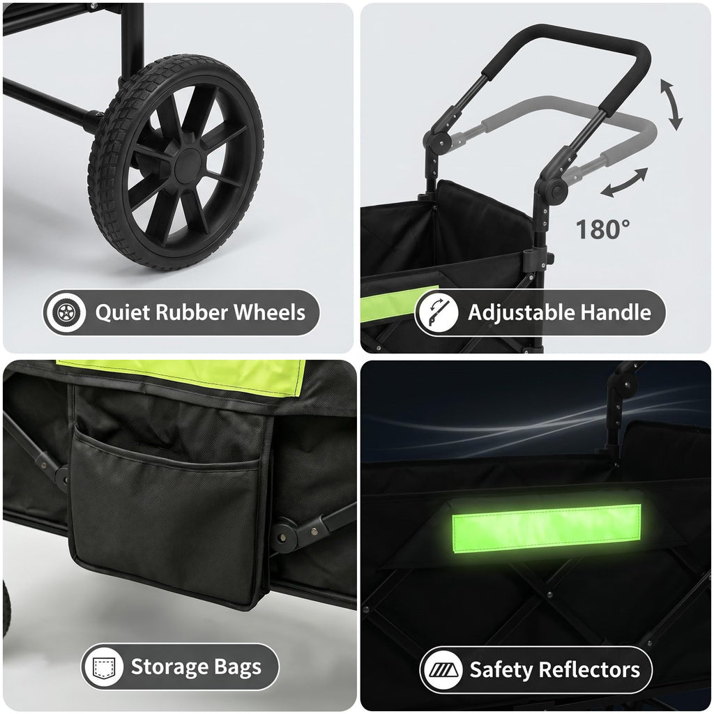 Dual-Entry Dog Wagon with Thick Mat & Lift Harness F918