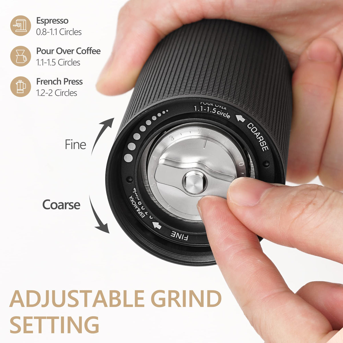 Manual Coffee Grinder with Adjustable Grind Setting Stainless Steel Conical Burr A437493