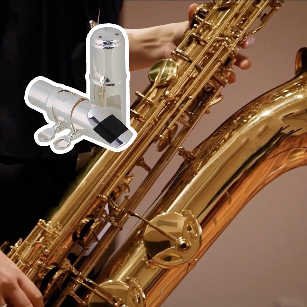 Silver Brass Alto Saxophone Mouthpiece with Cap Ligature P104