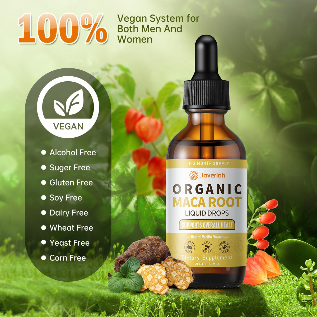 Organic Maca Root Liquid Drops with Ashwagandha 2 Fl Oz S52500