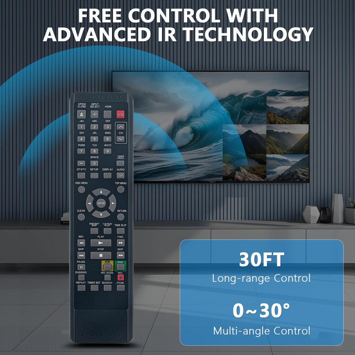 Replace Remote Control for DVD VCR Combo Player V43891