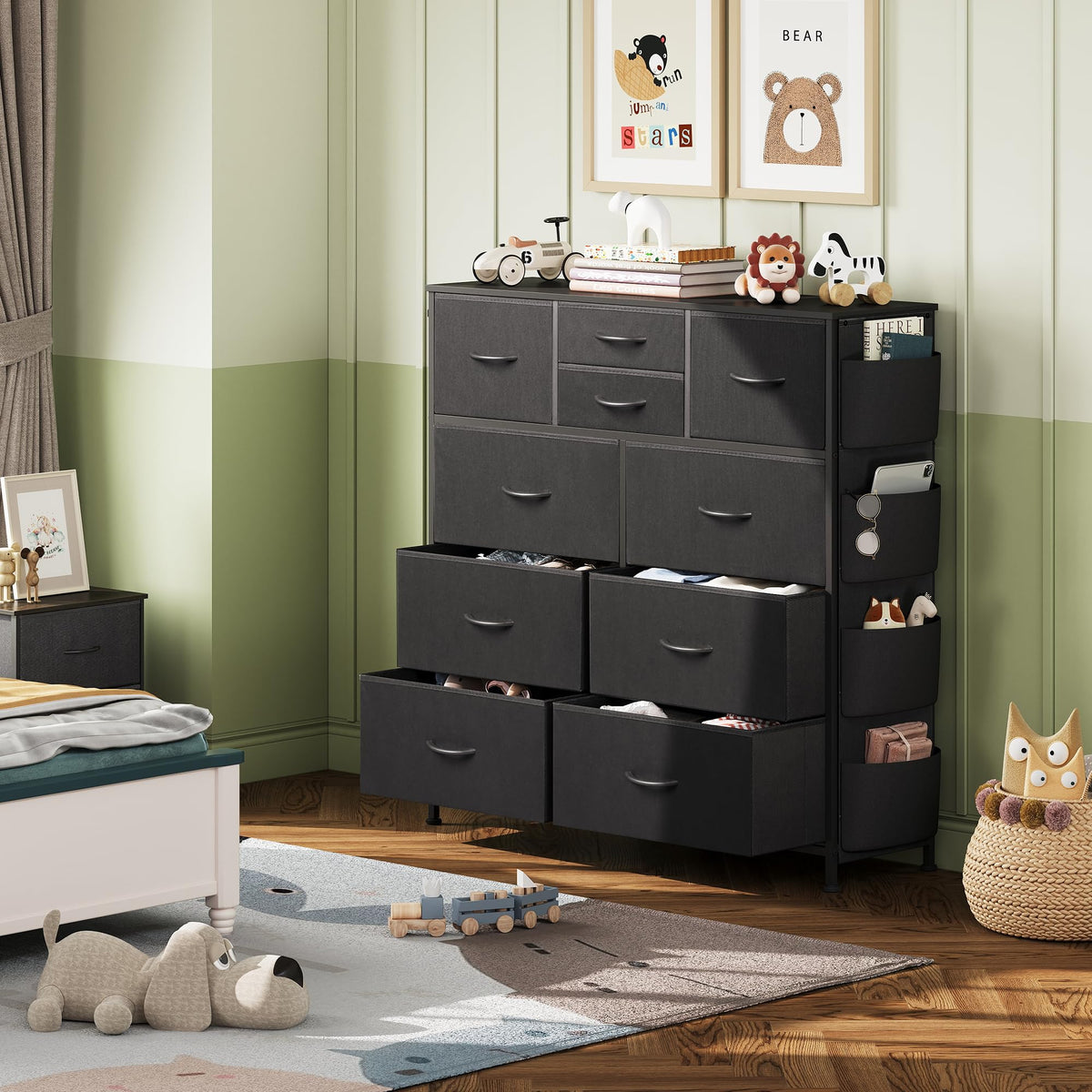 Black 10 Drawer Fabric Dresser E517405
