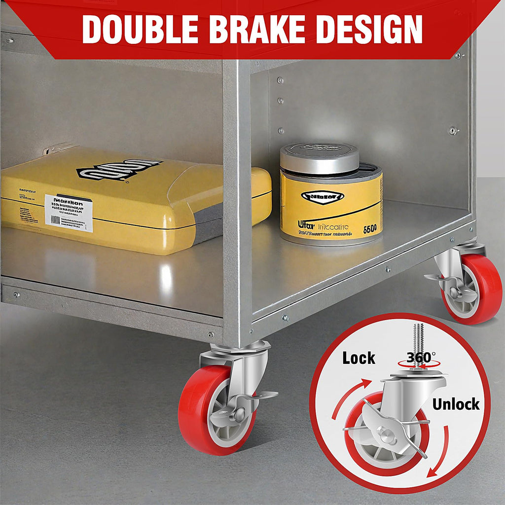 3 Inch Heavy Duty Stem Casters Swivel Wheels with Brake, Set of 4 T275
