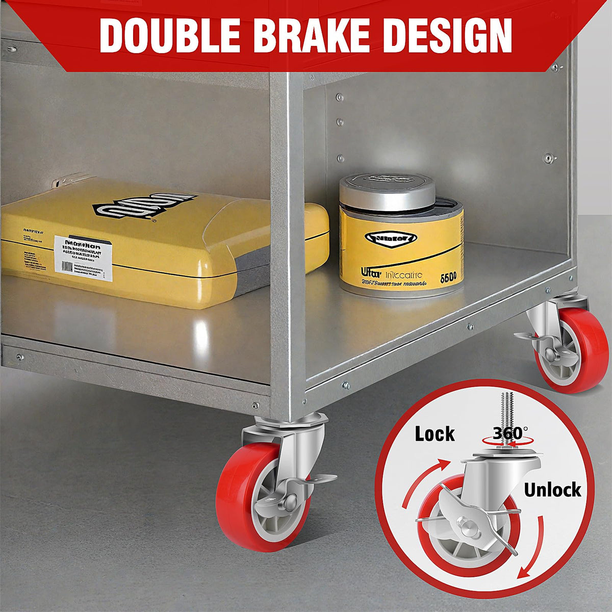 3 Inch Heavy Duty Stem Casters Swivel Wheels with Brake, Set of 4 T275