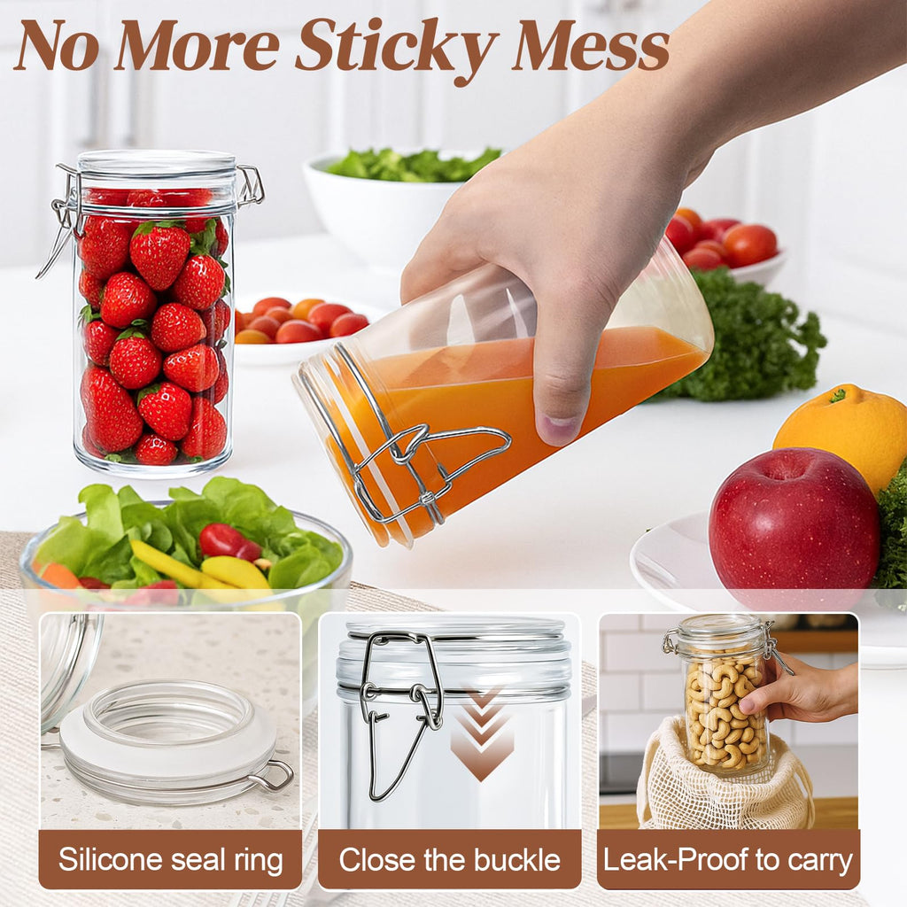 8 PCS 16 oz Glass Jars with Airtight Lid K22863