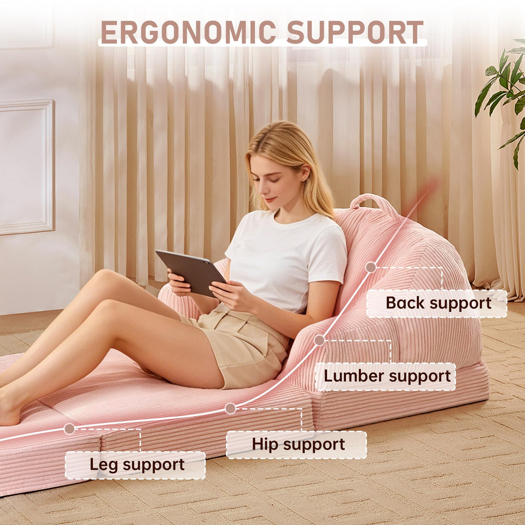 Pink 3-in-1 Convertible Folding Sofa Bed F239691