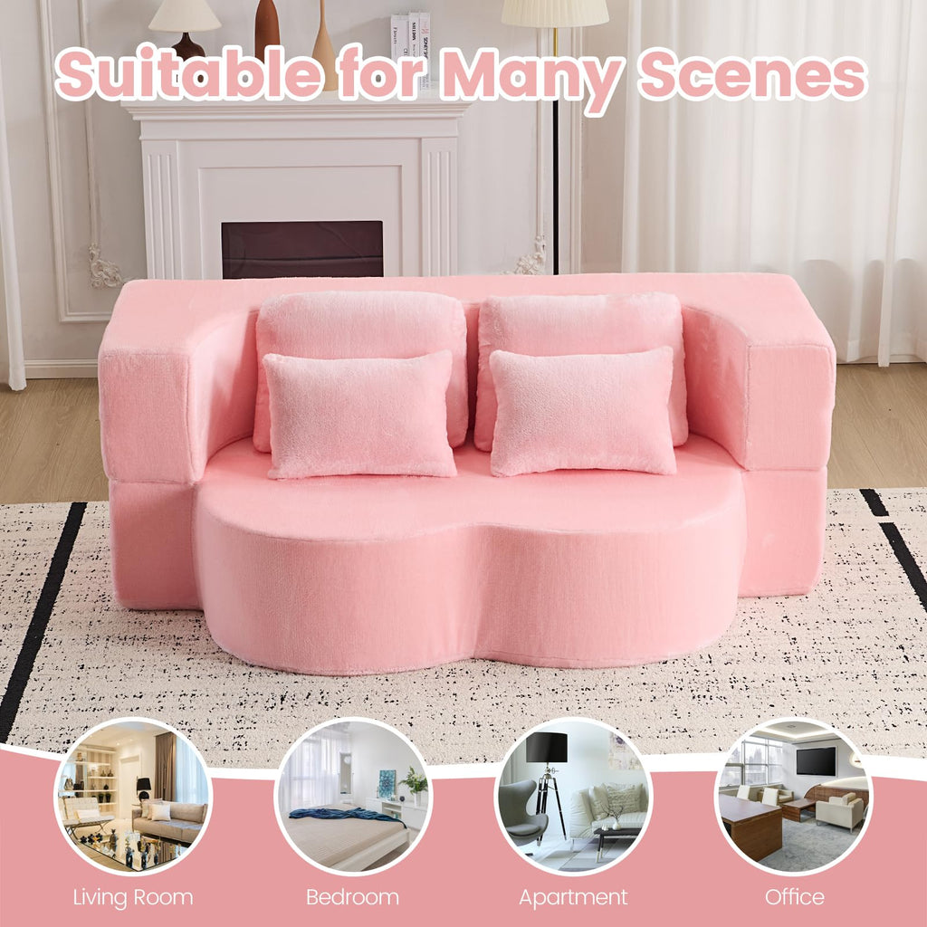 Pink Convertible Sofa Bed T853