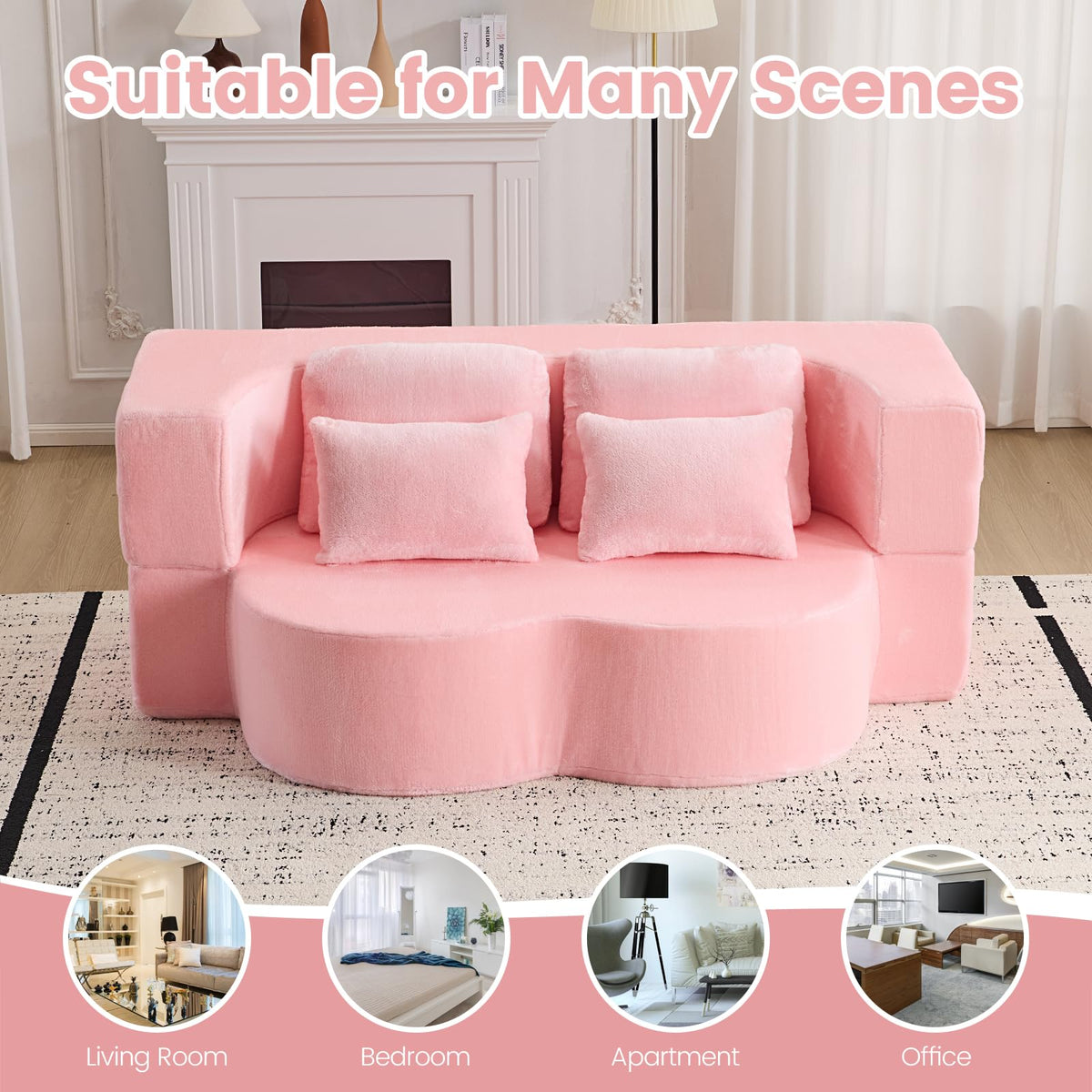 Pink Convertible Sofa Bed T853