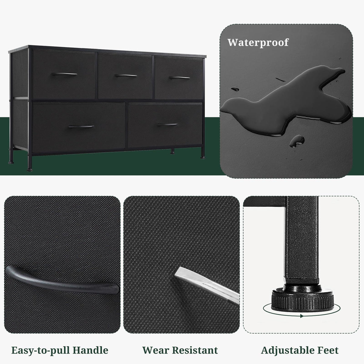 5 Drawer Fabric Dresser V990775