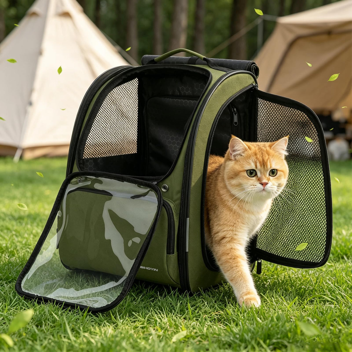 Green Expandable Cat Backpack Carrier S625951