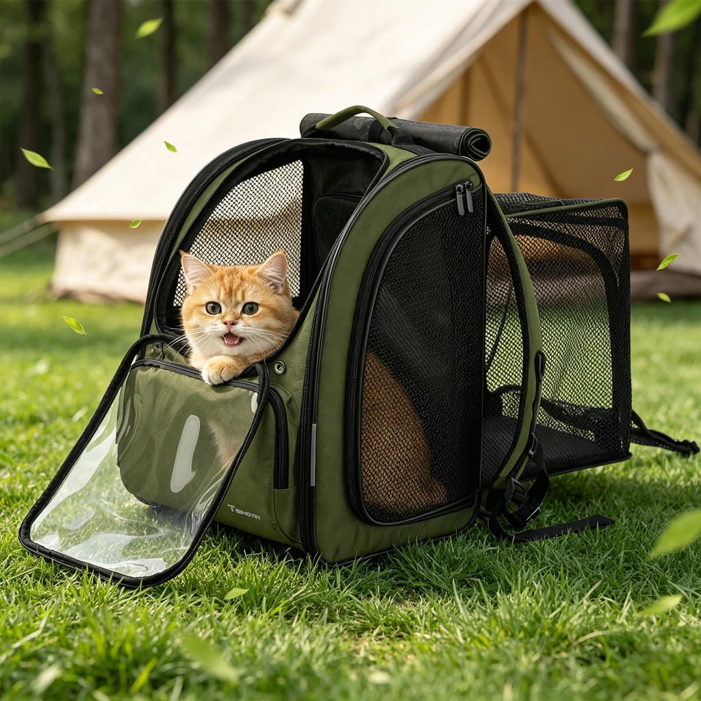 Green Expandable Cat Backpack Carrier S625951