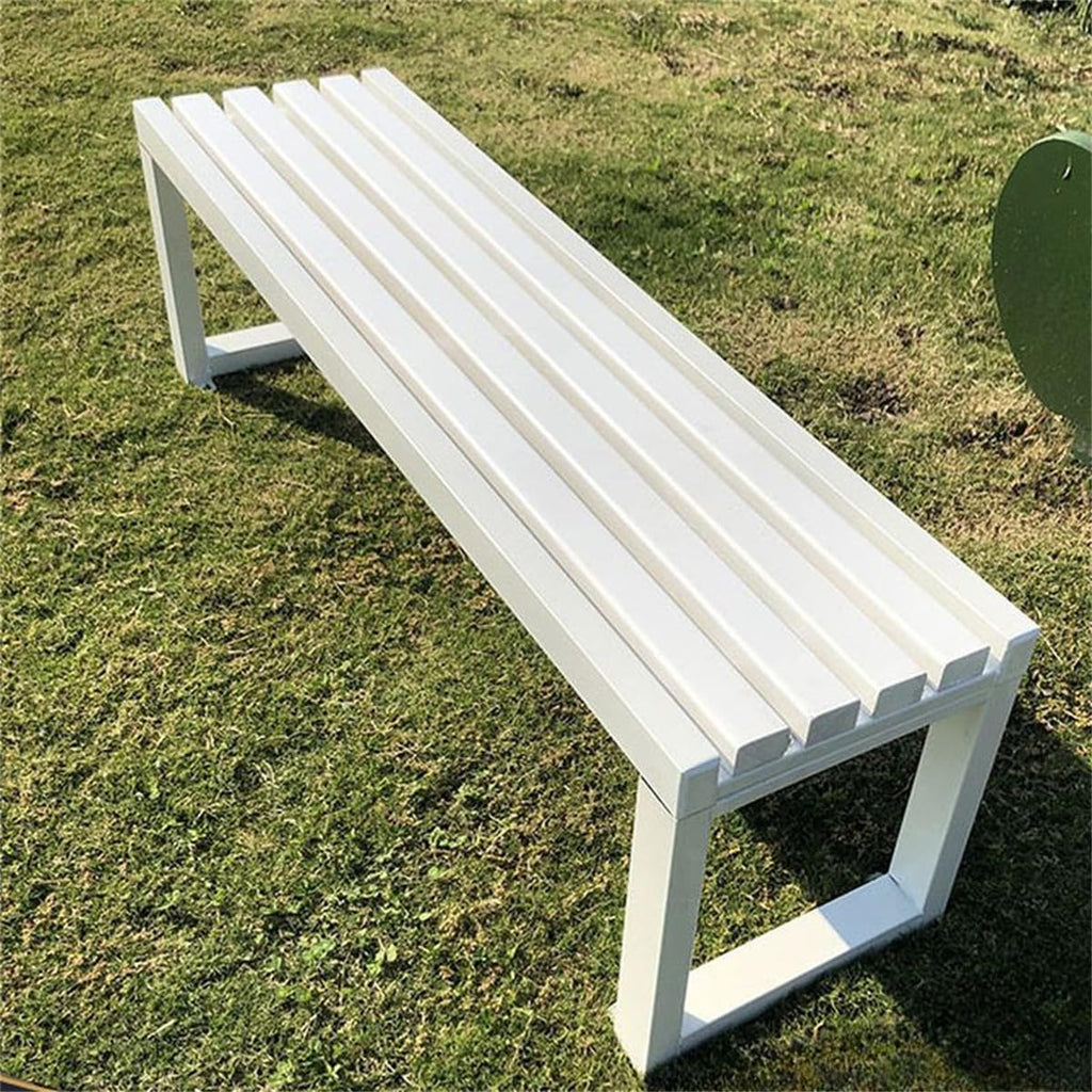 White Metal Frame Patio Bench K2866