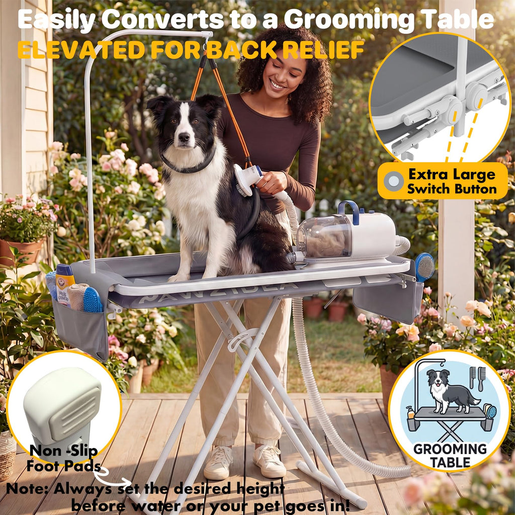 2-in-1 Dog Bathtub & Grooming Table F472010