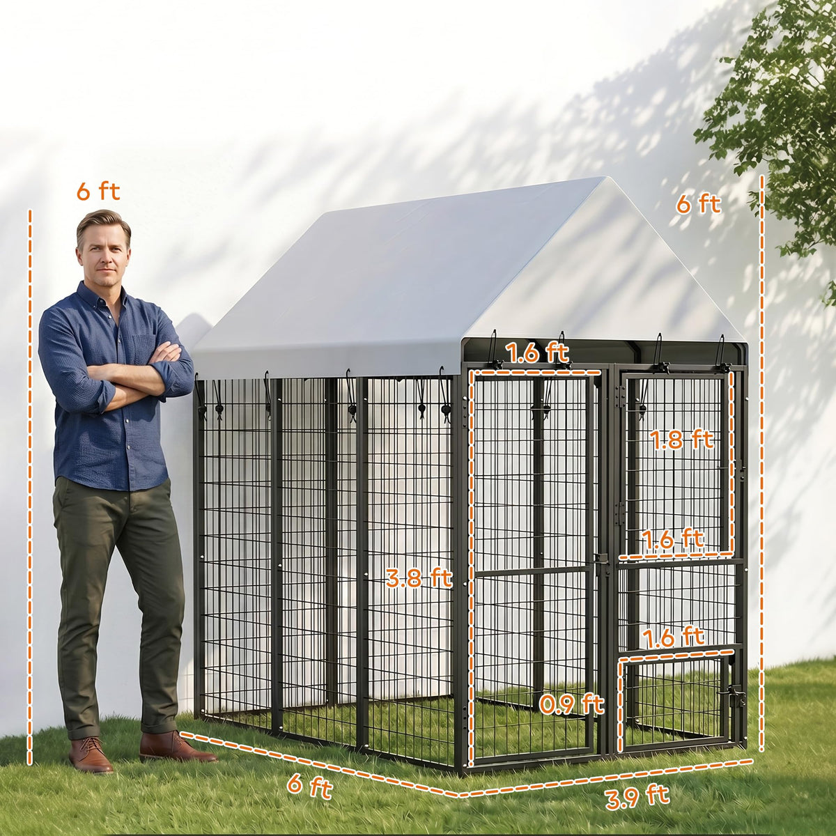 Large Dog Kennel Outdoor with Roof R1302