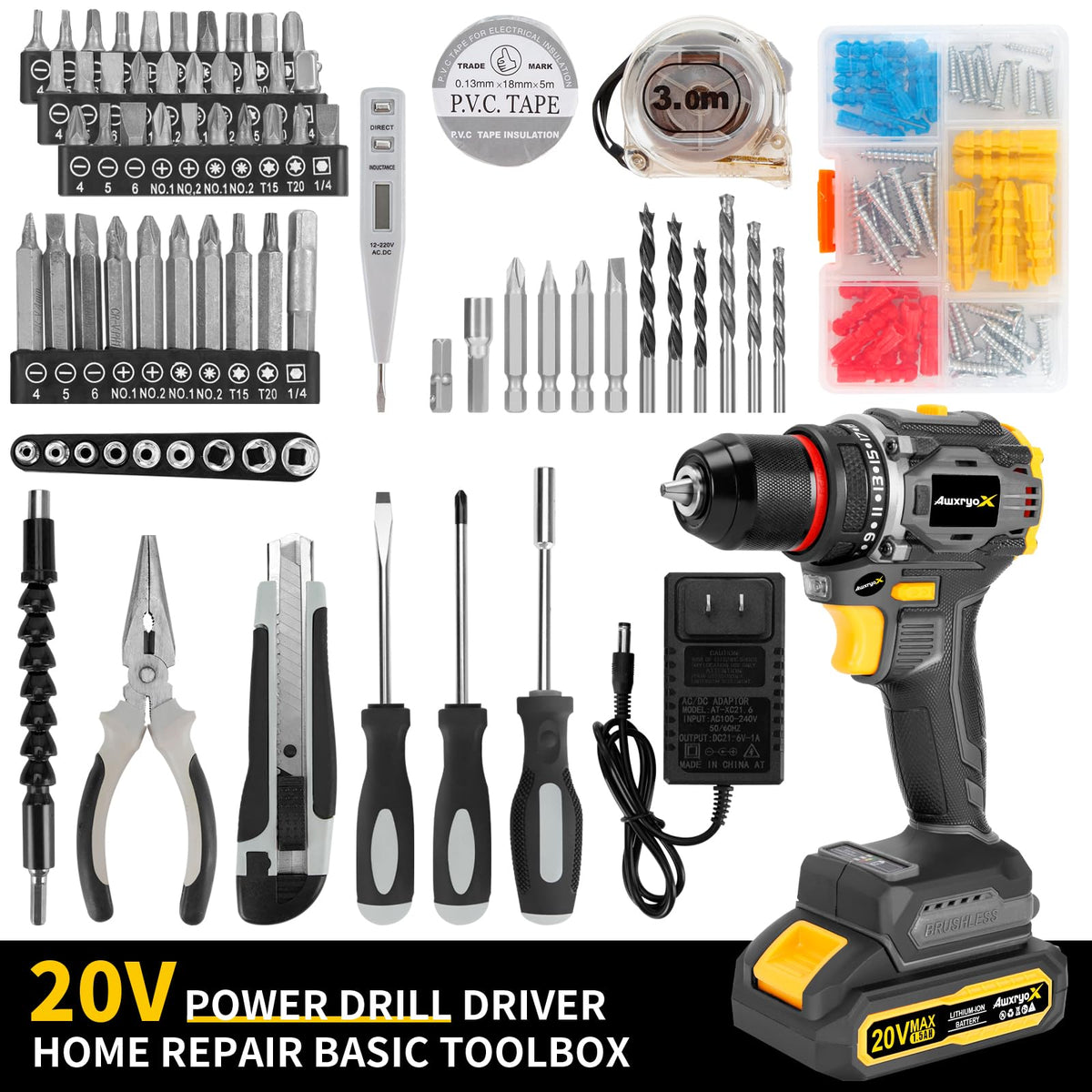 Brushless Compact Cordless Drill Tool Set 135Pcs X51270