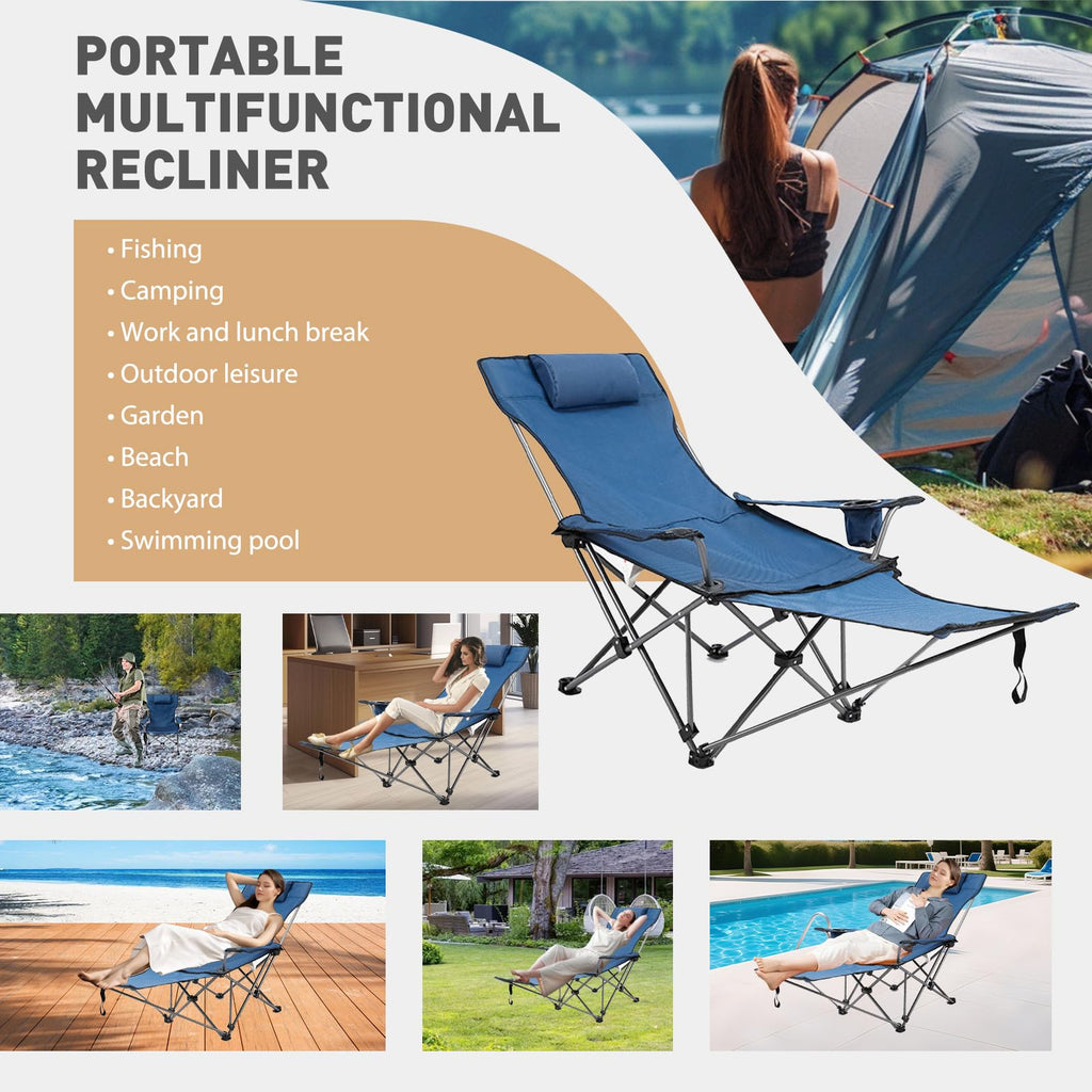 Zero Gravity Reclining Folding Chair with Footrest Cup Holder V884671