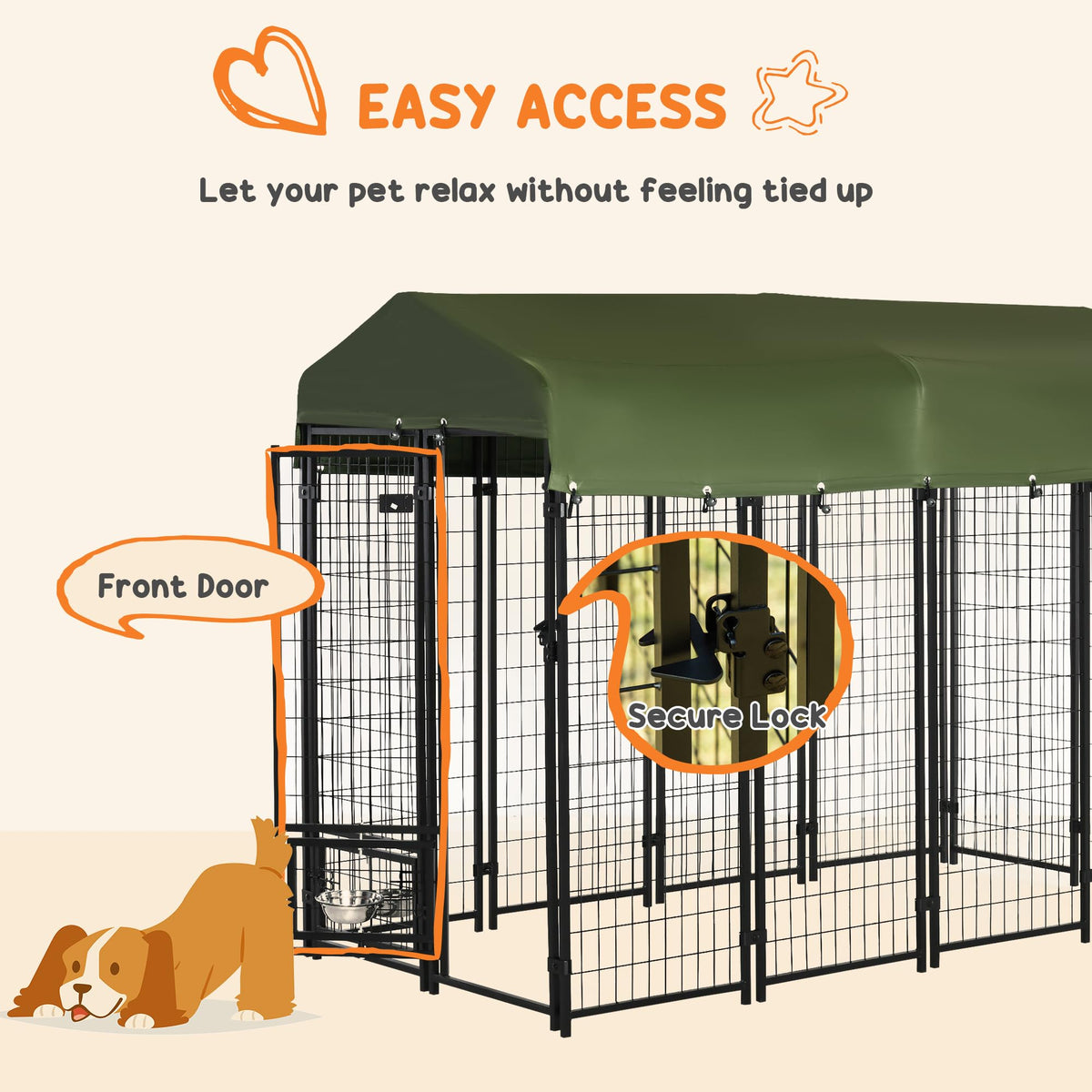 8' x 4' x 6' Outdoor Dog Kennel with Rotating Bowls C6744