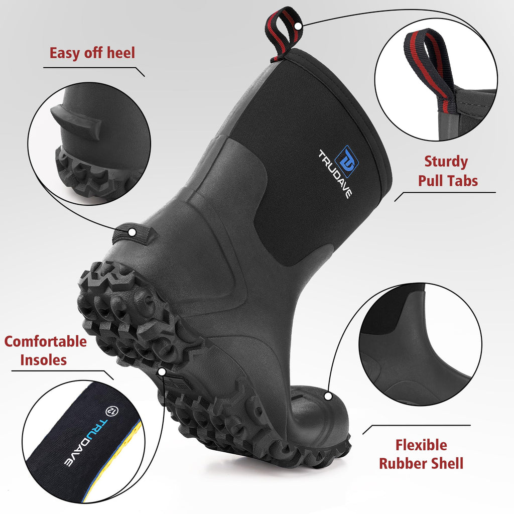 6mm Neoprene Insulated Mid Calf Waterproof Rubber Work Boots Z541