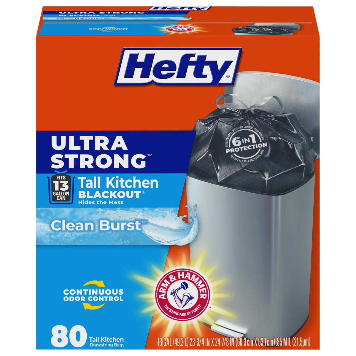 13 Gal Black Kitchen Trash Bags 80ct I76564