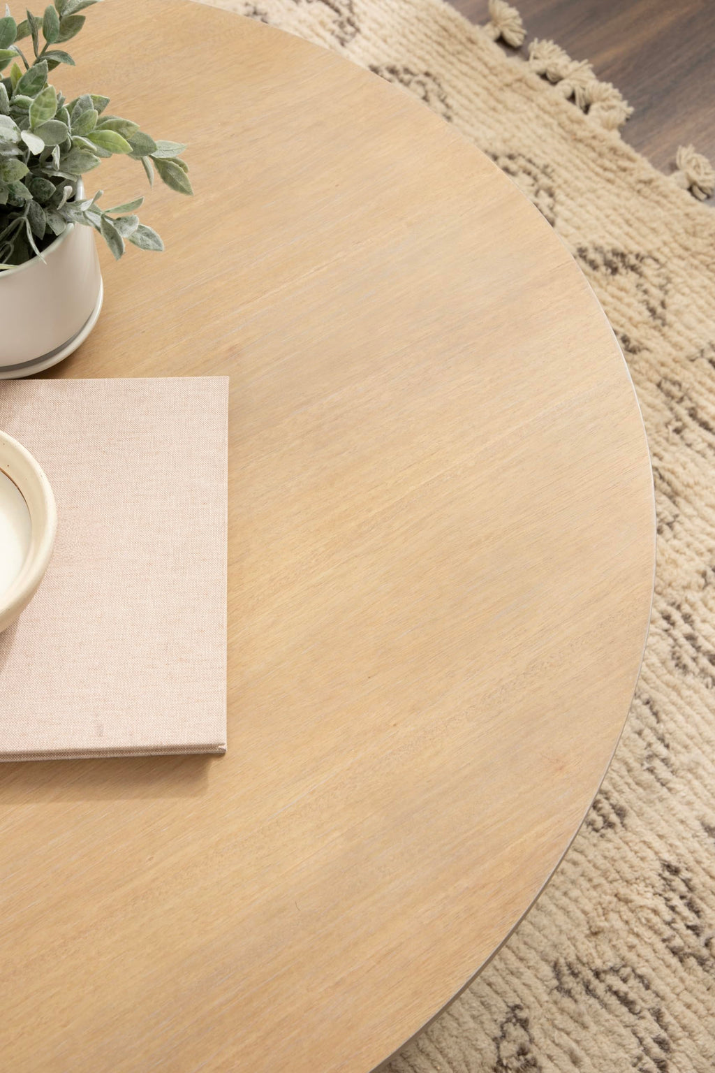 Round Two-Tier Wood Coffee Table with Storage O646236