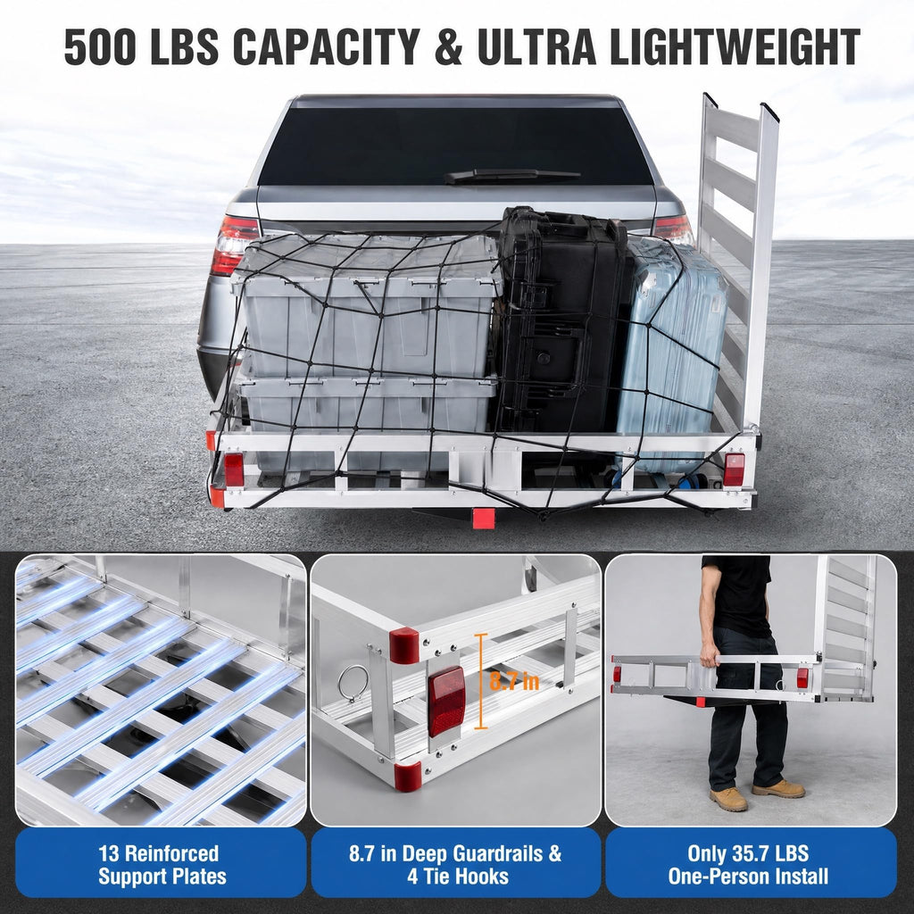 Aluminum Hitch Cargo Carrier with Folding Ramp V431