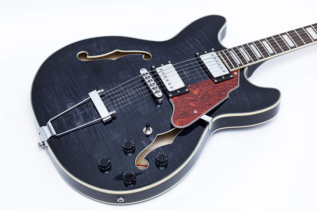 Black Semi-Hollow Body Electric Guitar with Gig Bag R644