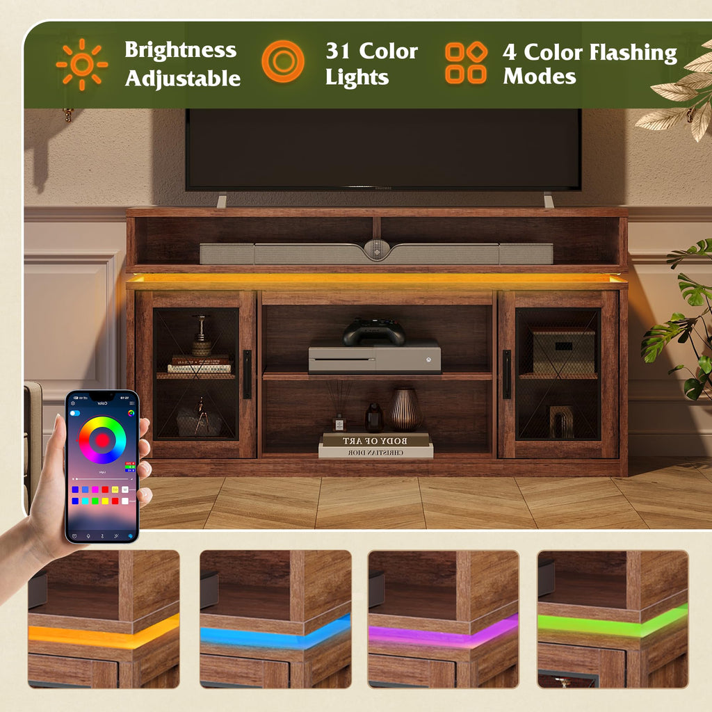 Brown TV Stand with LED S202