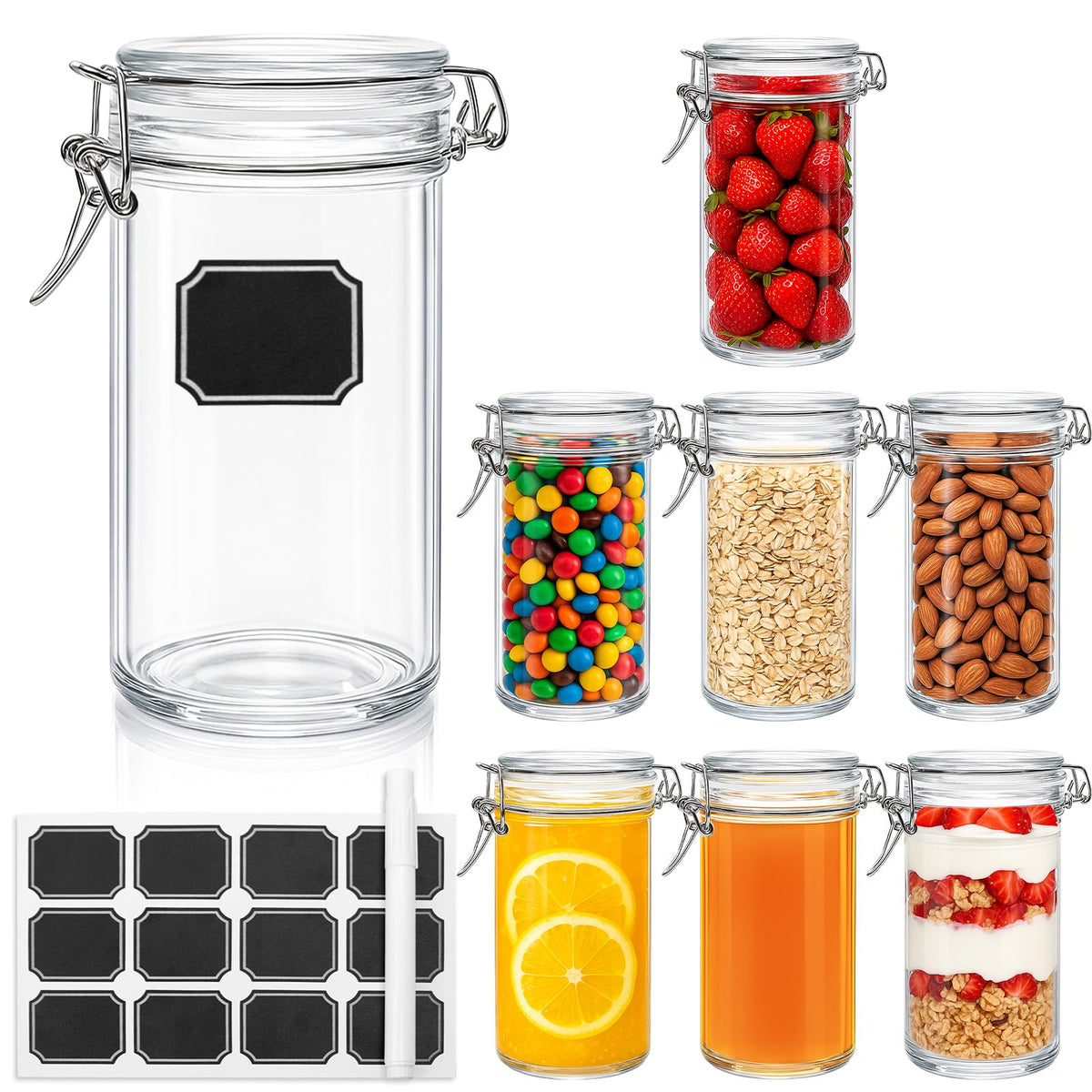 8 PCS 16 oz Glass Jars with Airtight Lid K22863