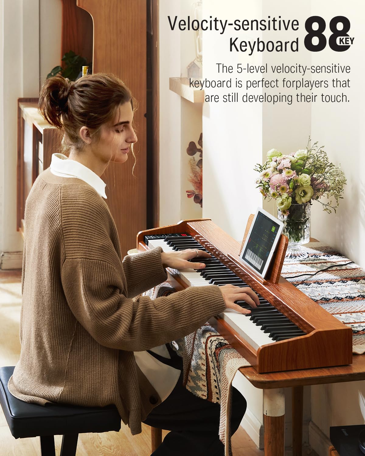 88 Keys Digital Piano with Stand and Sustain Pedal S72429