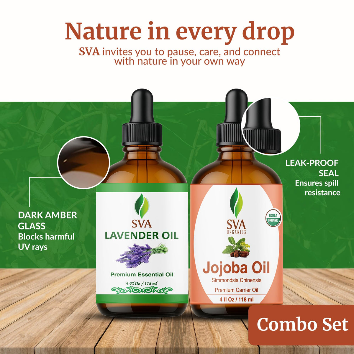 Jojoba Lavender Duo Glass Bottles with Droppers 4 Fl oz H73228