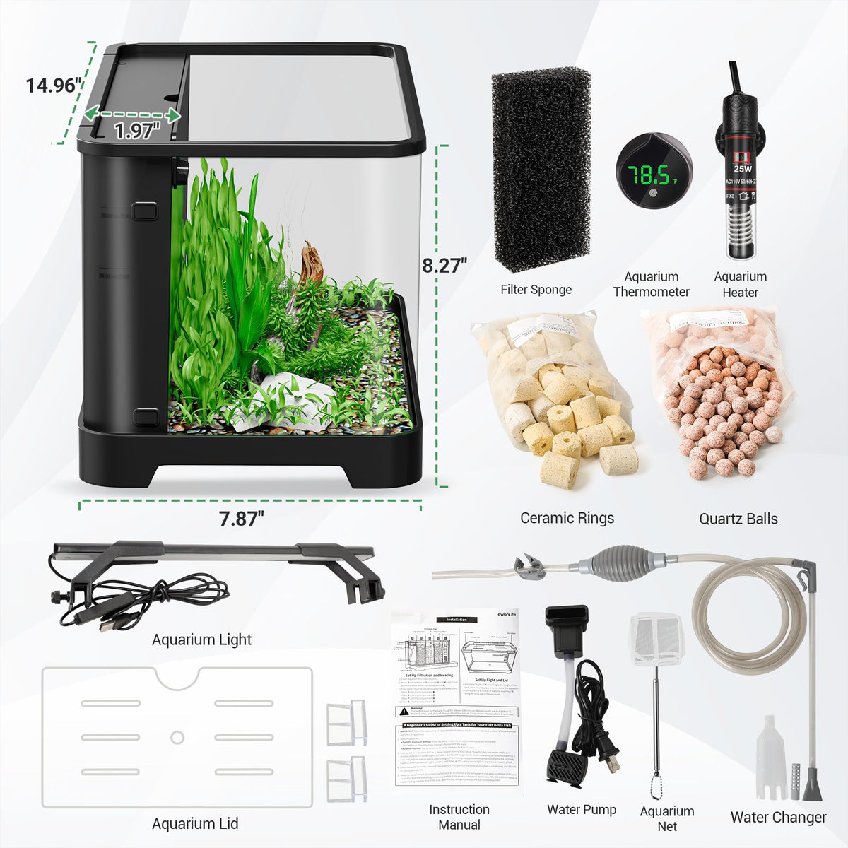 3.5 Gallon Betta Fish Tank N208
