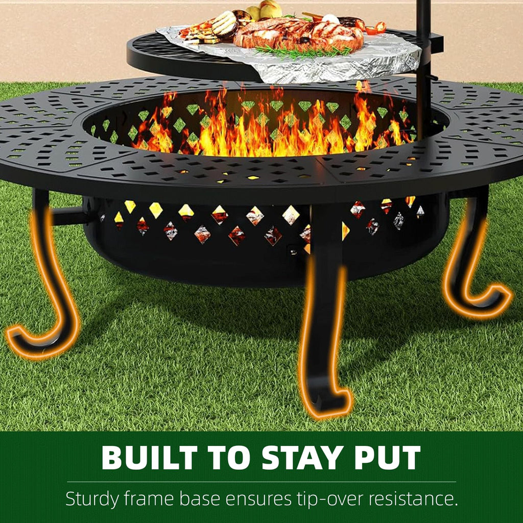 43 Inch Wood Burning Fire Pit with Lid M41598