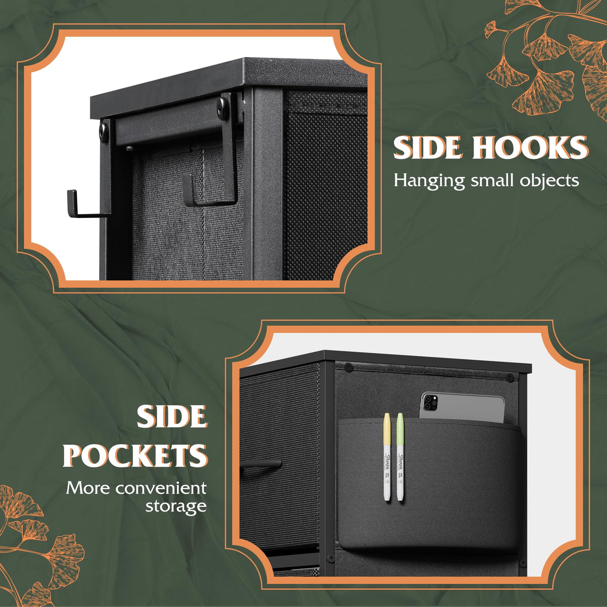 Black 10 Drawer Fabric Dresser E517405