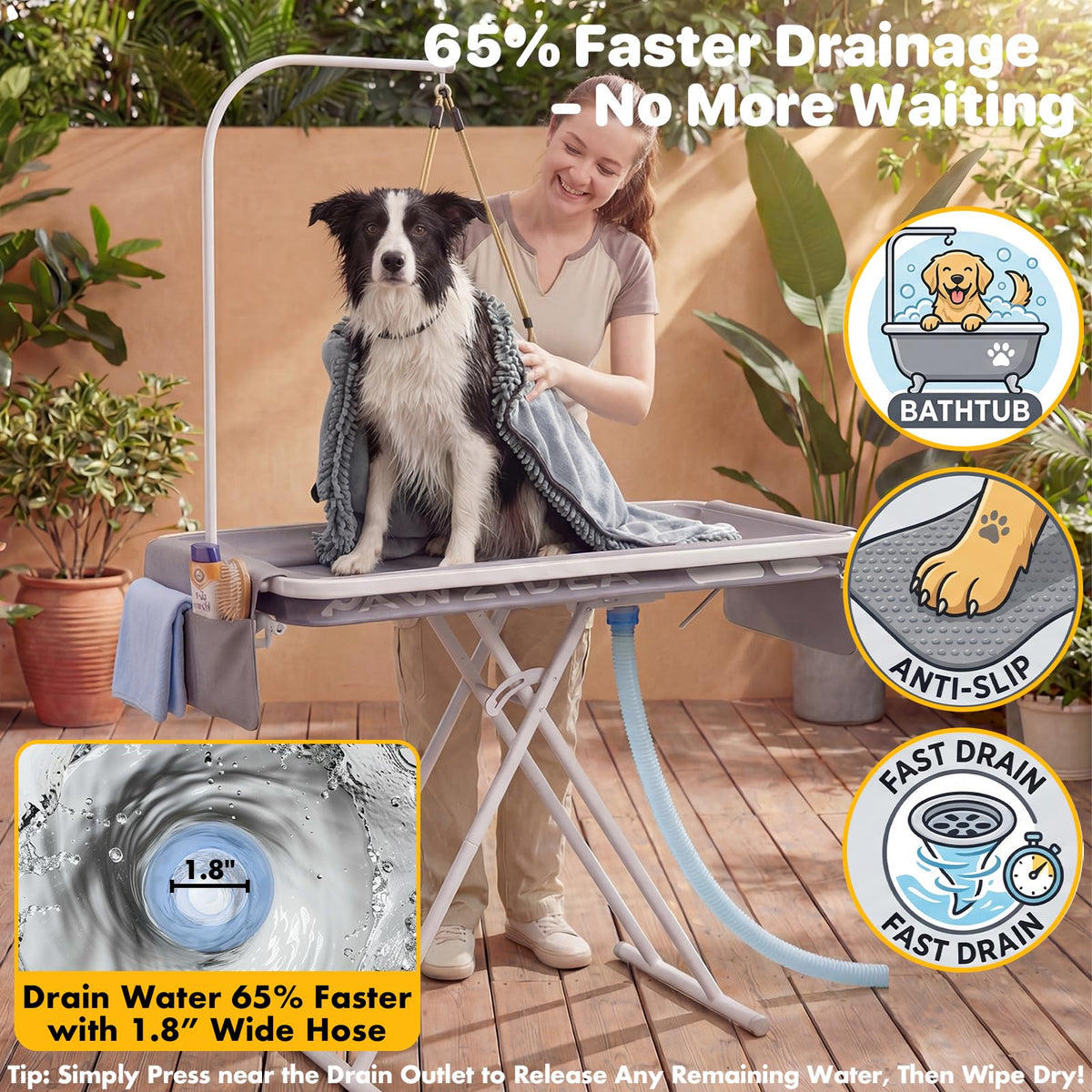 2-in-1 Dog Bathtub & Grooming Table F472010