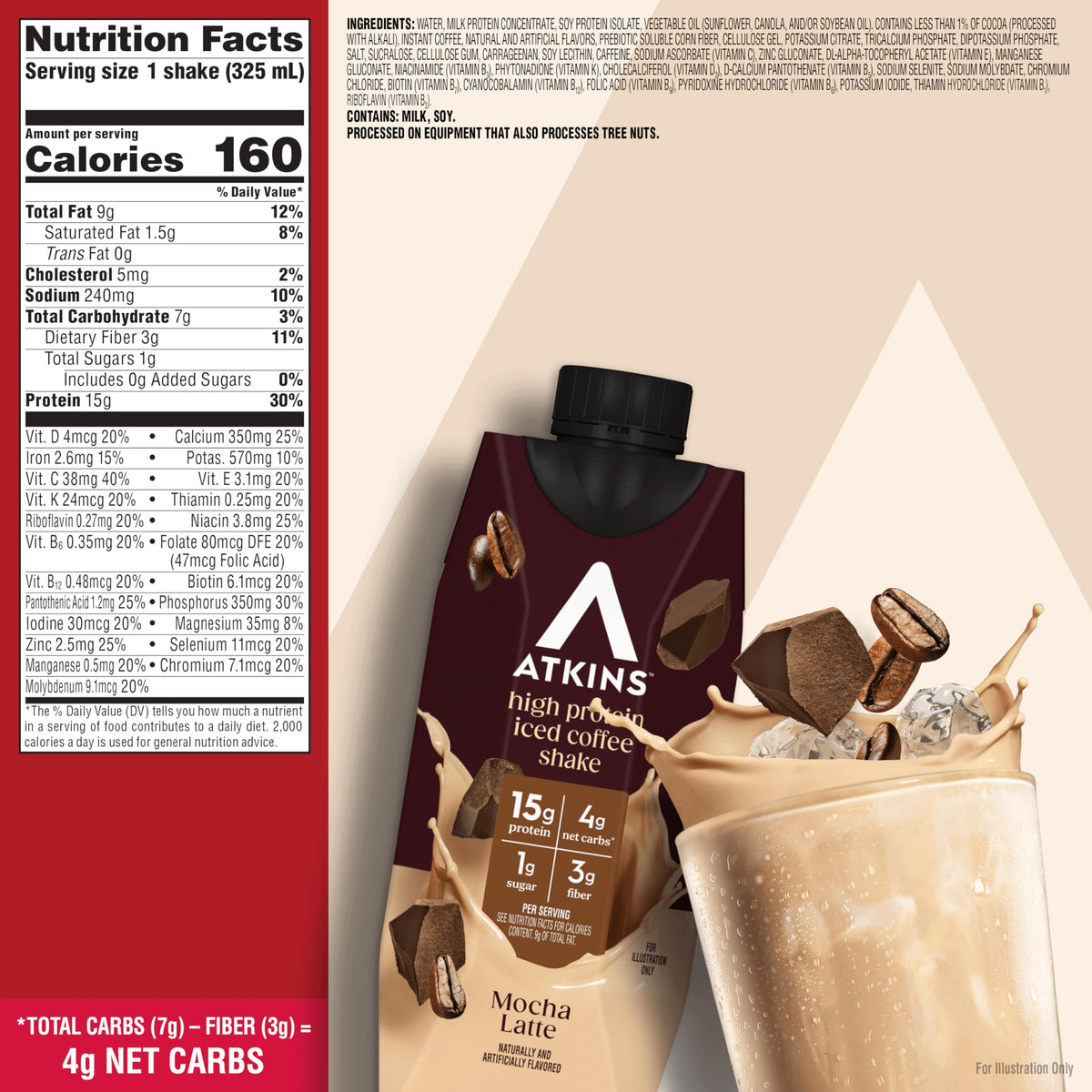 High Protein Mocha Latte Iced Coffee Shake, 12 Count A9425