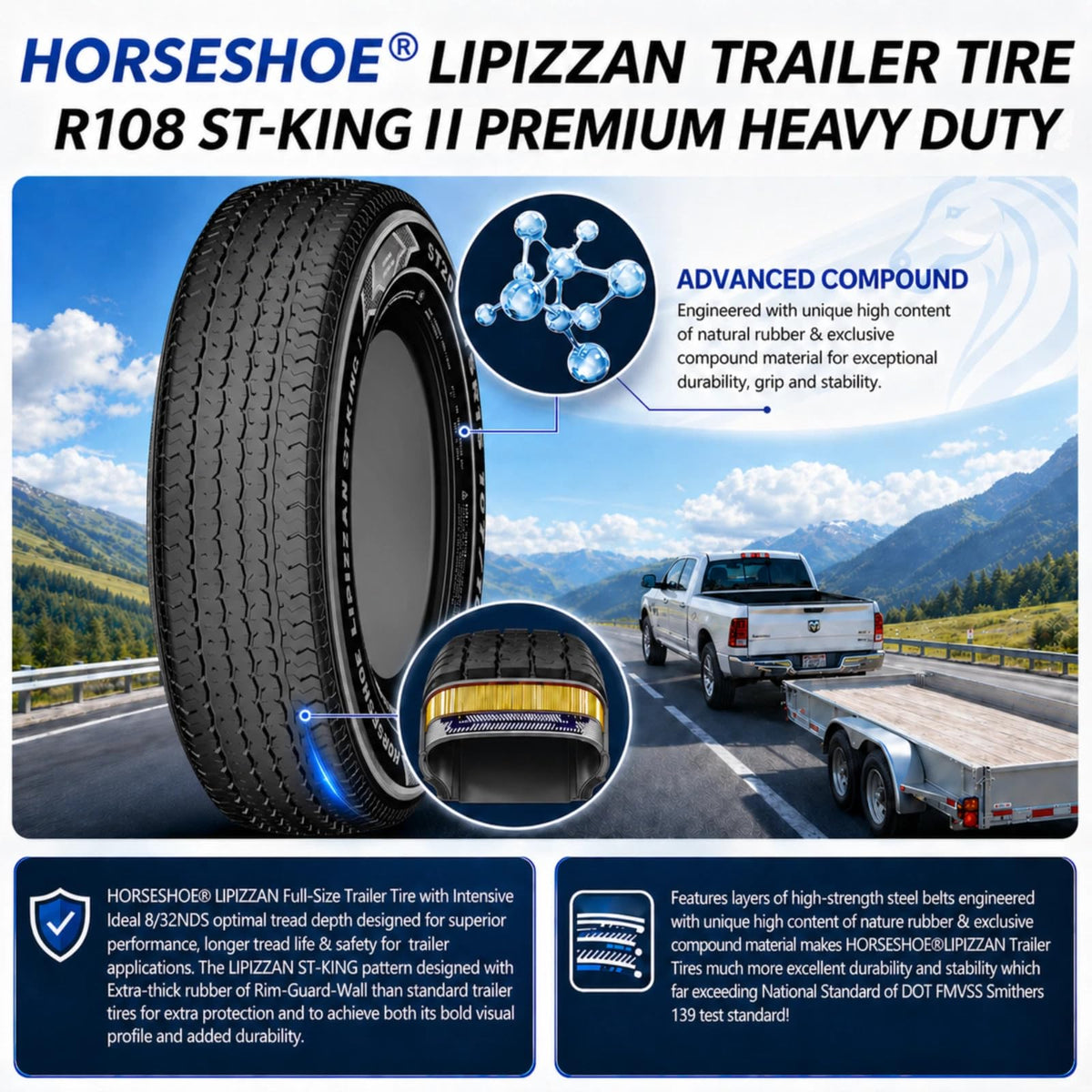 4 ST205/75R15 10PR Steel Belted Radial Trailer Tire M4482
