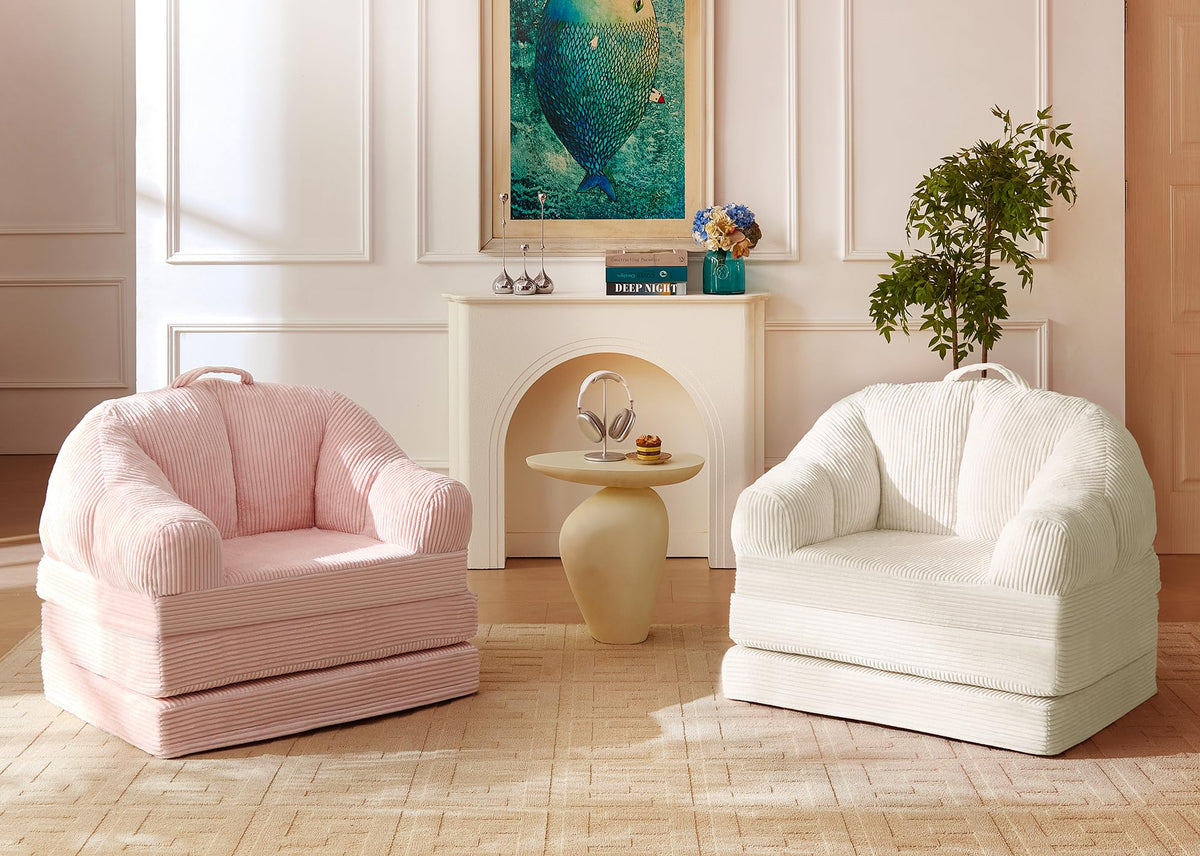 Pink 3-in-1 Convertible Folding Sofa Bed F239691