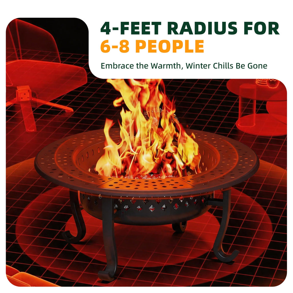 43 Inch Wood Burning Fire Pit with Lid M41598
