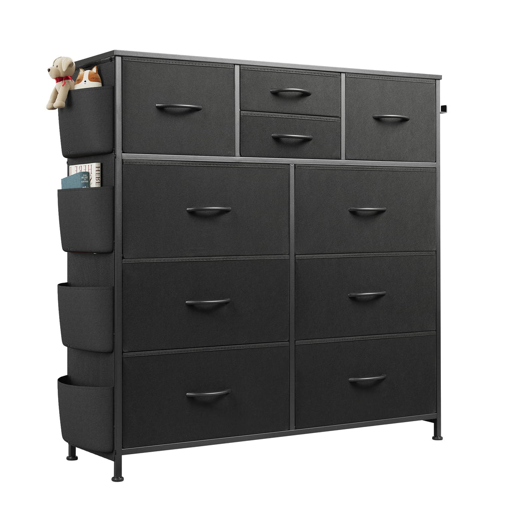 Black 10 Drawer Fabric Dresser E517405