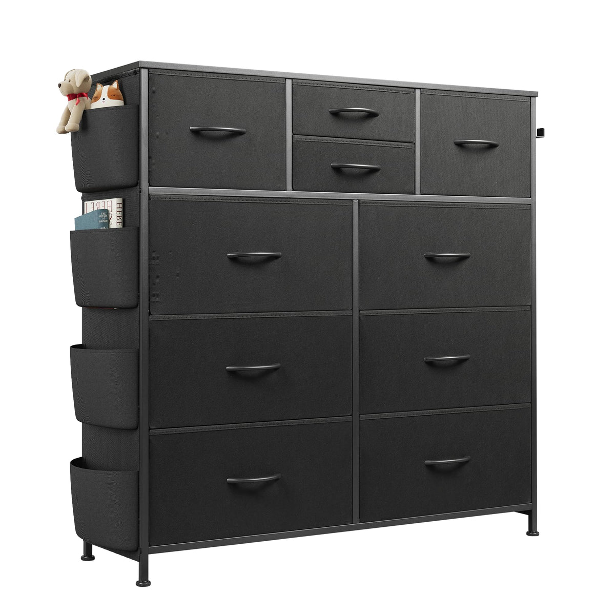 Black 10 Drawer Fabric Dresser E517405