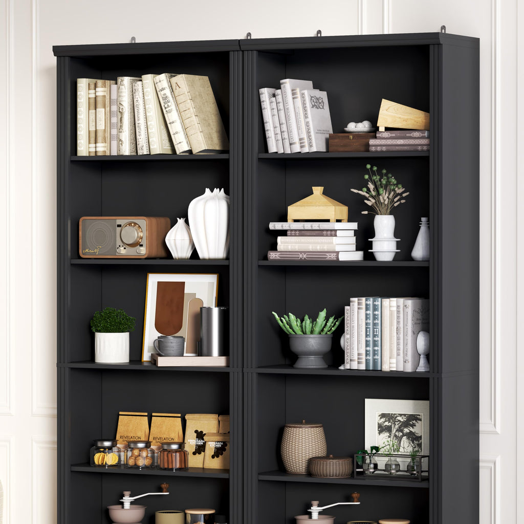 Black 75" Tall 6 Tier Adjustable Bookshelf N99858